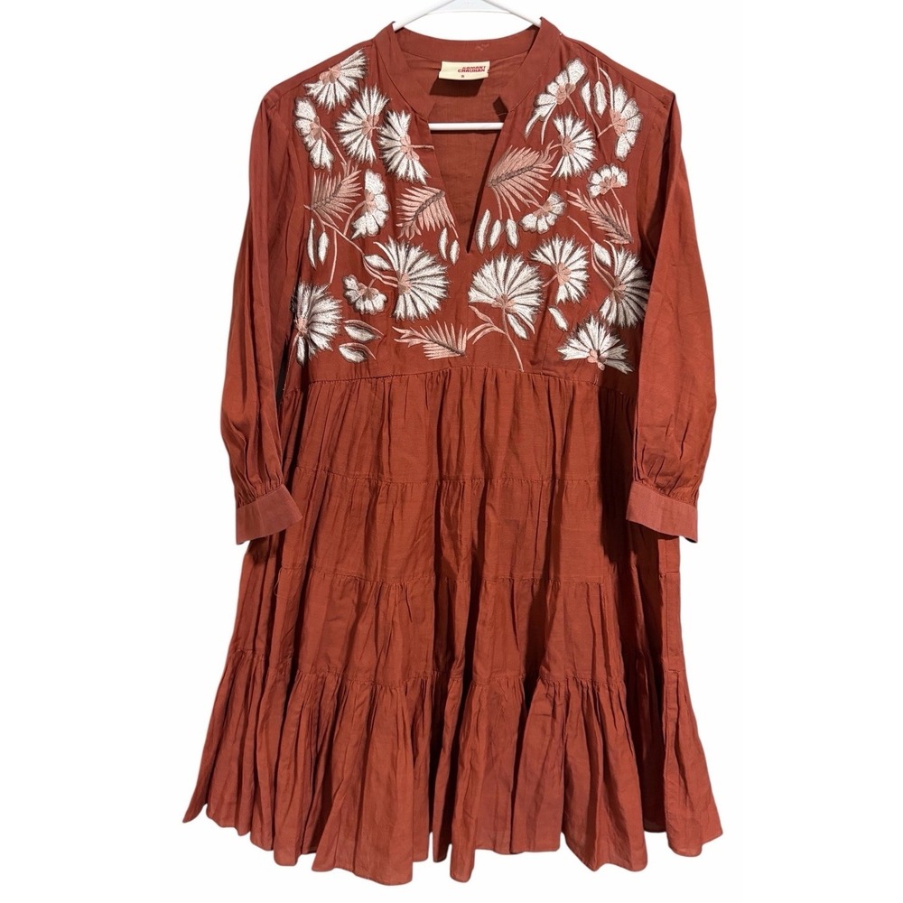 Anthropologie Samant Chauhan Apolline Embroidered Tunic Dress Women's Size Small